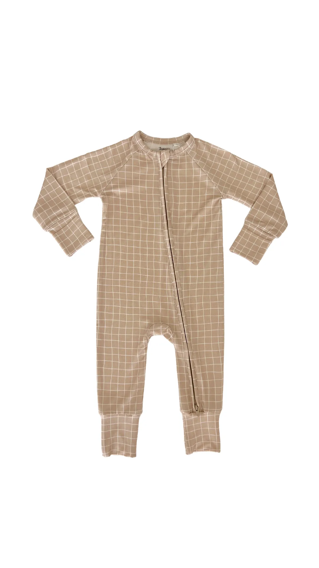 In My Jammers Tan Grid Zipper Romper