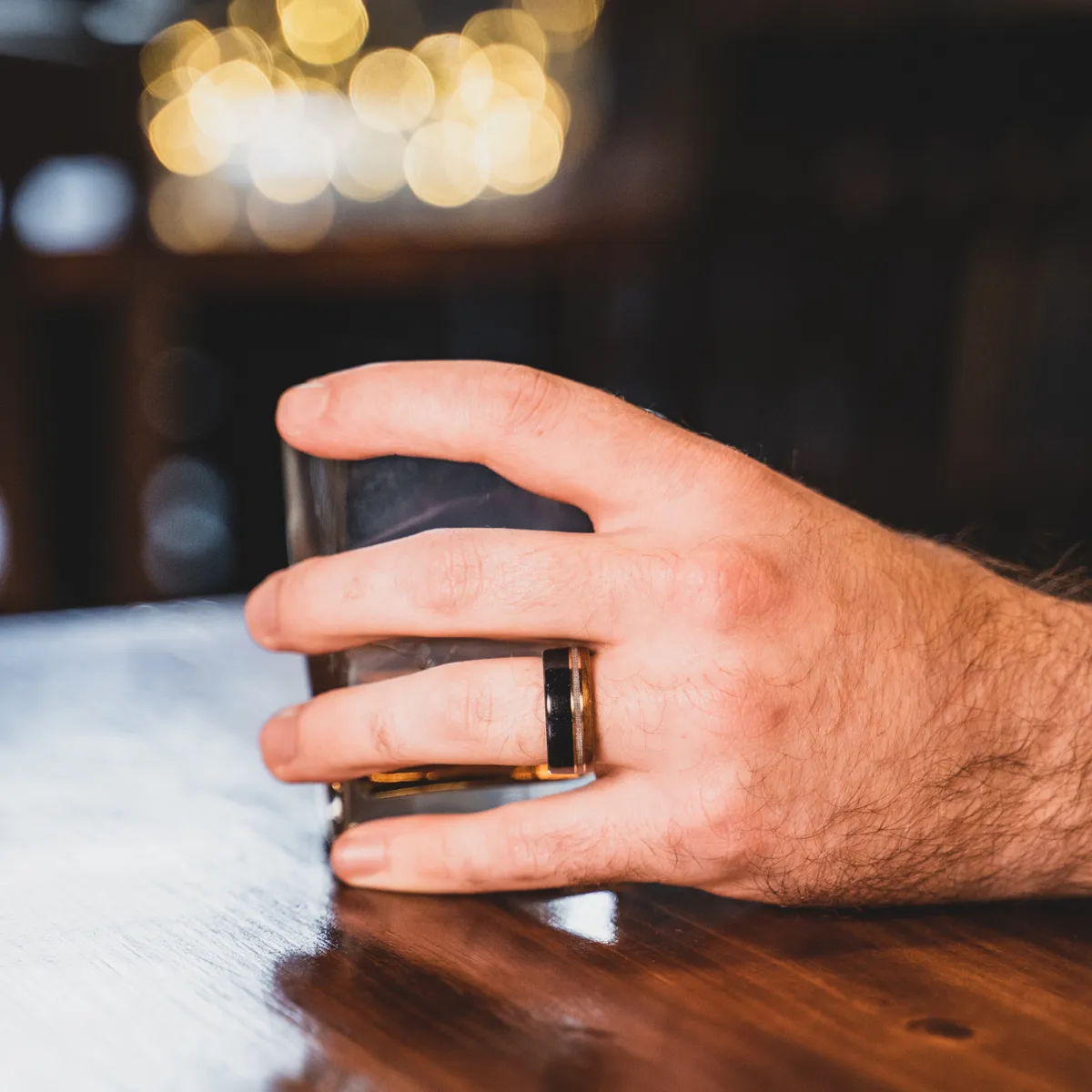 (In-Stock) The Coast Guard | Men's Teak Wood Wedding Band with Coast Guard Uniform & Silver Inlays - Size 10.75 | 8mm Wide
