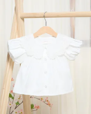 Infant Girls White Embossed Blouse