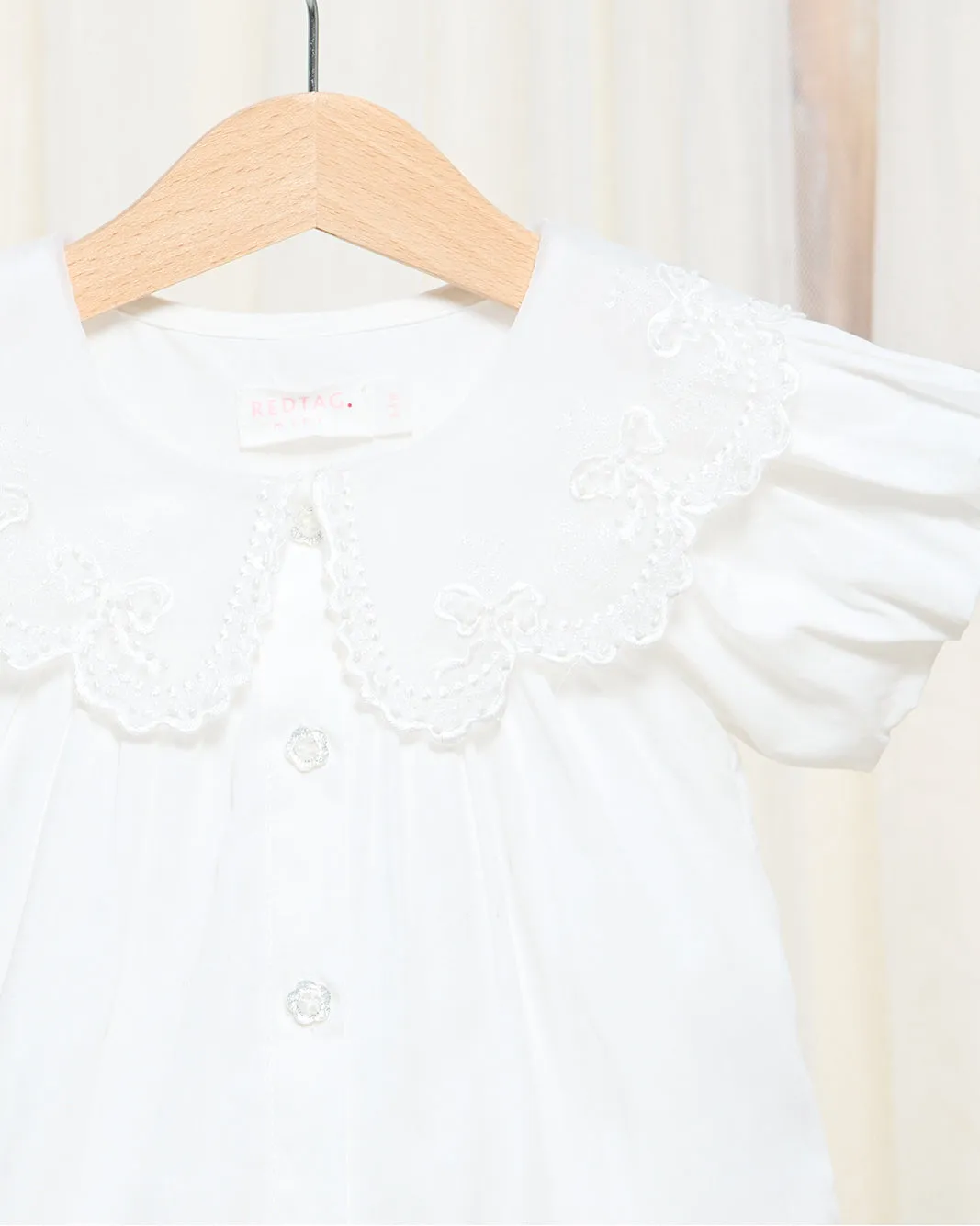Infant Girls White Embossed Blouse