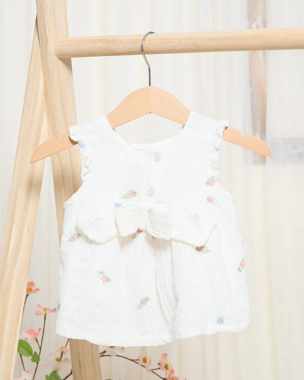 Infant Girls White Embroidered Blouse