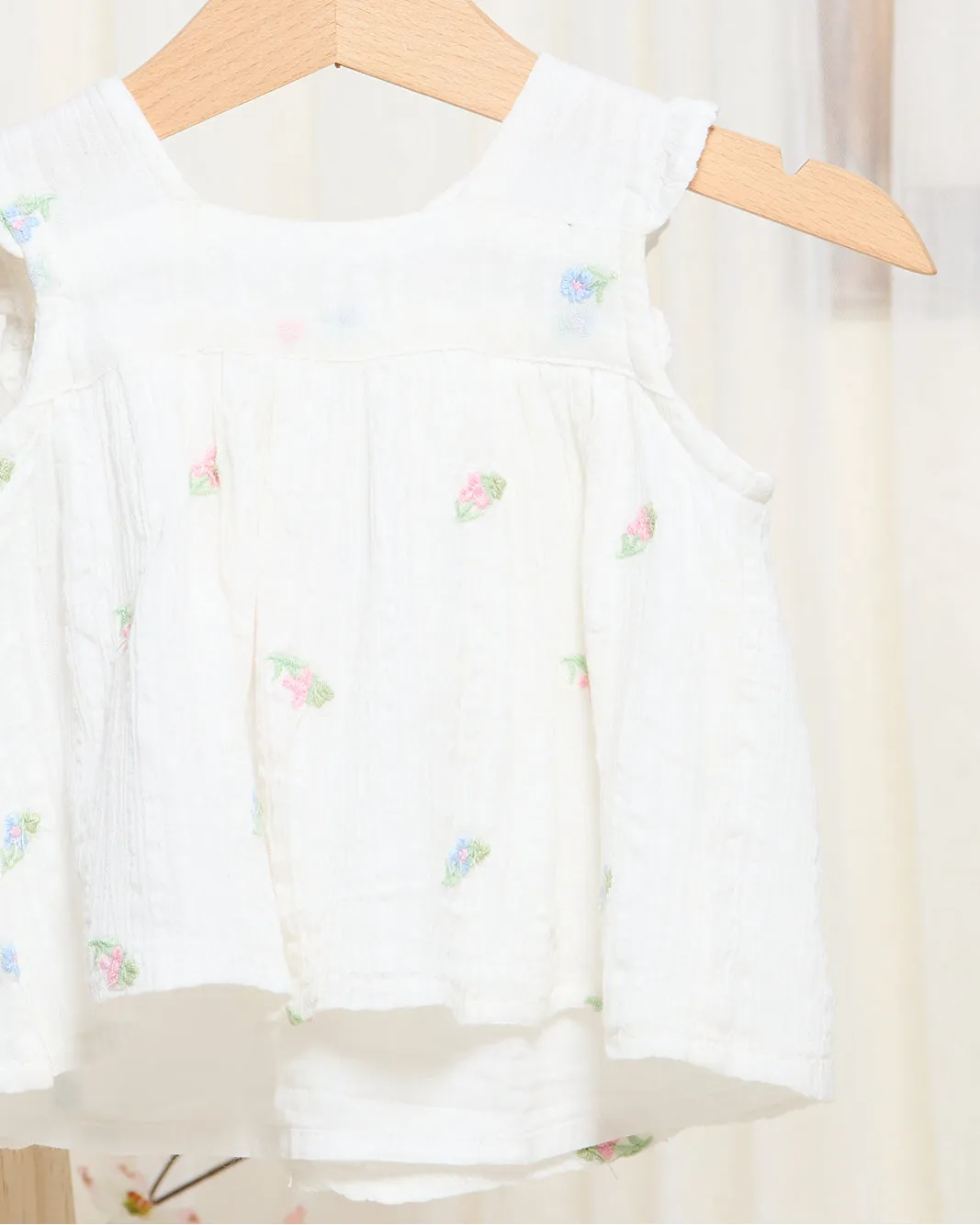 Infant Girls White Embroidered Blouse