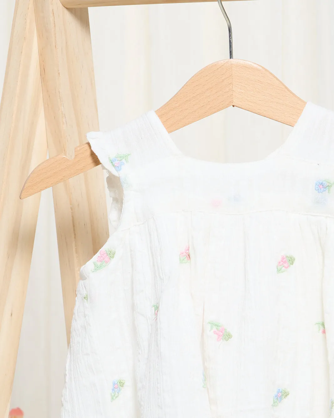 Infant Girls White Embroidered Blouse