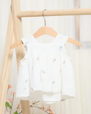 Infant Girls White Embroidered Blouse