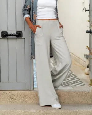 Julya | Soft Casual Wide Pants With Elastic Waist and Pockets