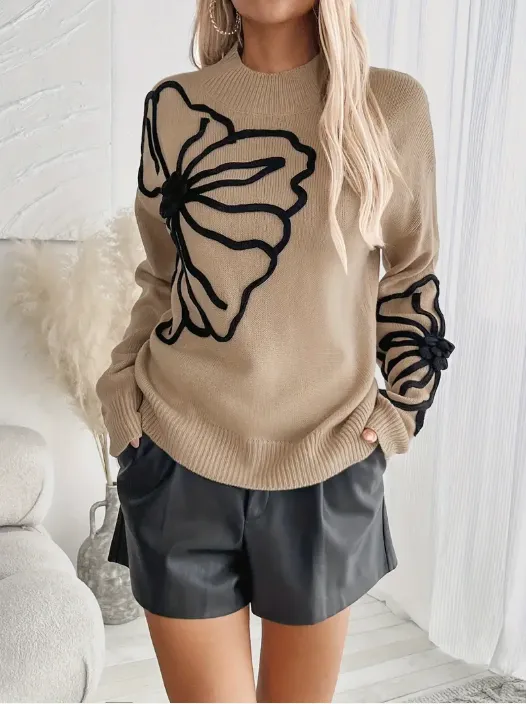 Kelsey - knitted jumper with floral embroidery