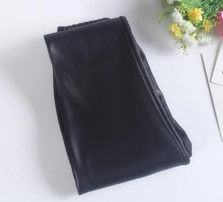 Kids Pants Children Clothing PU Leather Double Plus Thick Velvet Girls Leggings Child Baby Warm Trousers Black Red