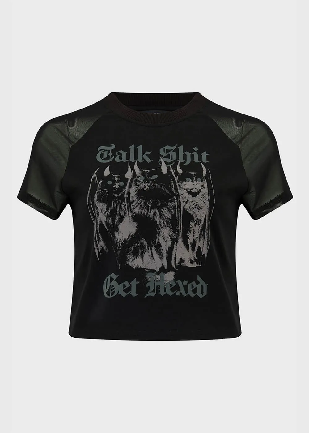 Killstar Talk Shit Cat Crop Top Black