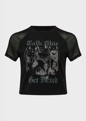 Killstar Talk Shit Cat Crop Top Black