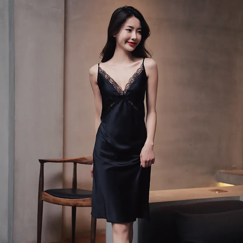 Lace Strap Women's Ice Silk Pajamas Thin Homewear Nightdress