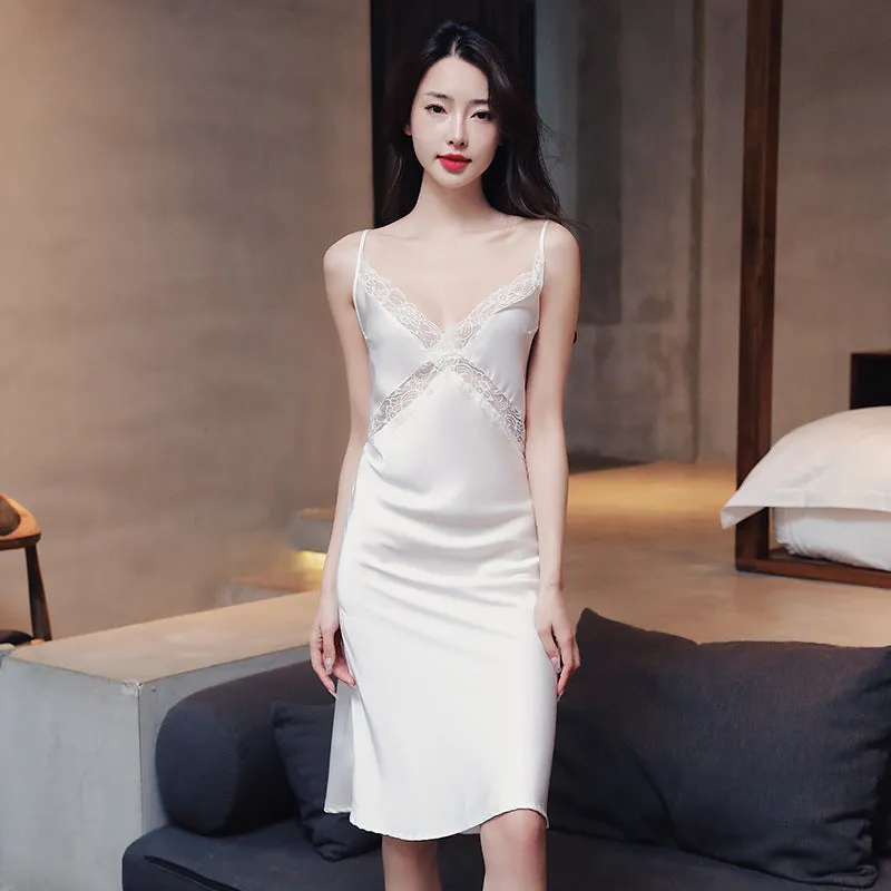 Lace Strap Women's Ice Silk Pajamas Thin Homewear Nightdress