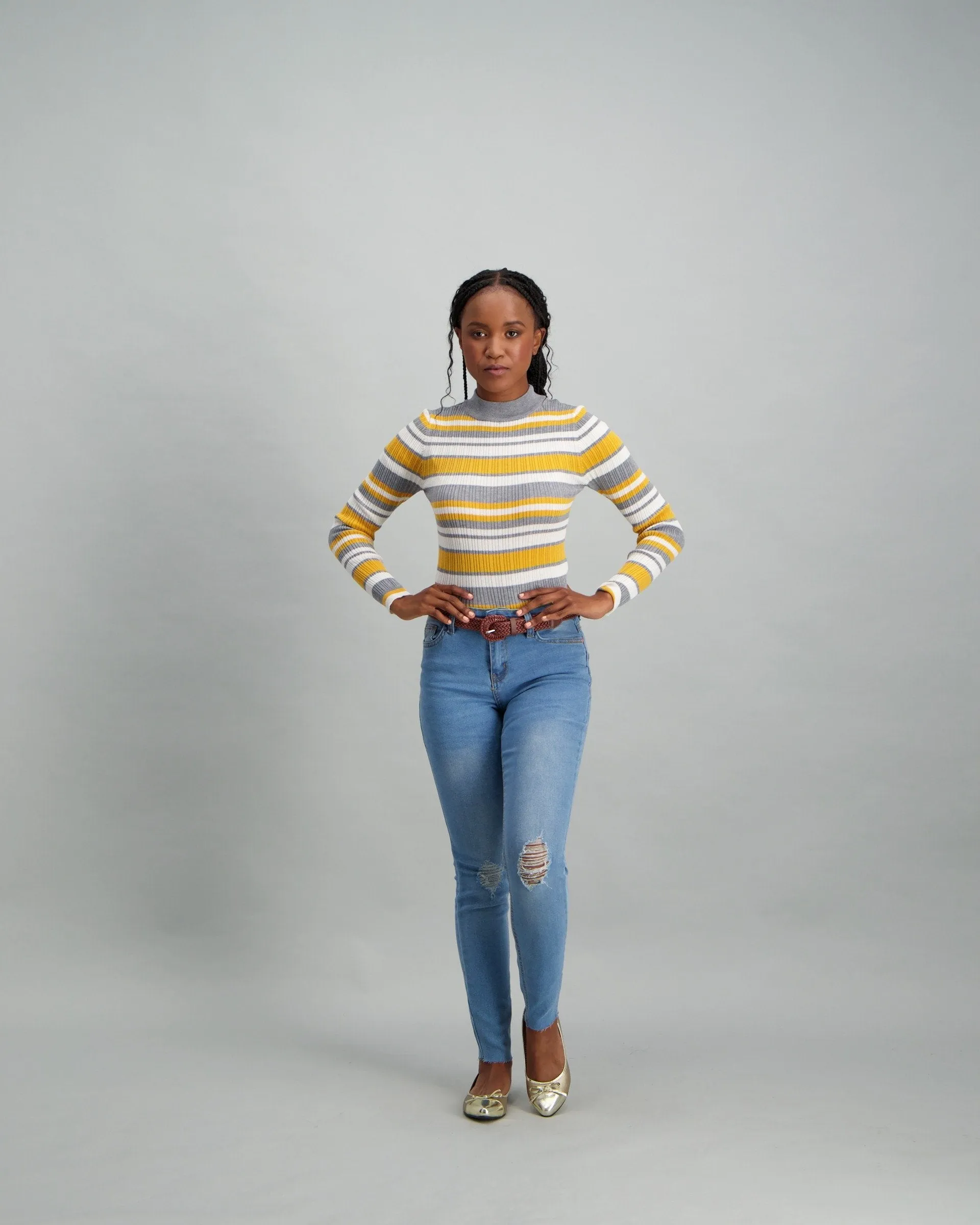Ladies Cable Turtle Neck Top