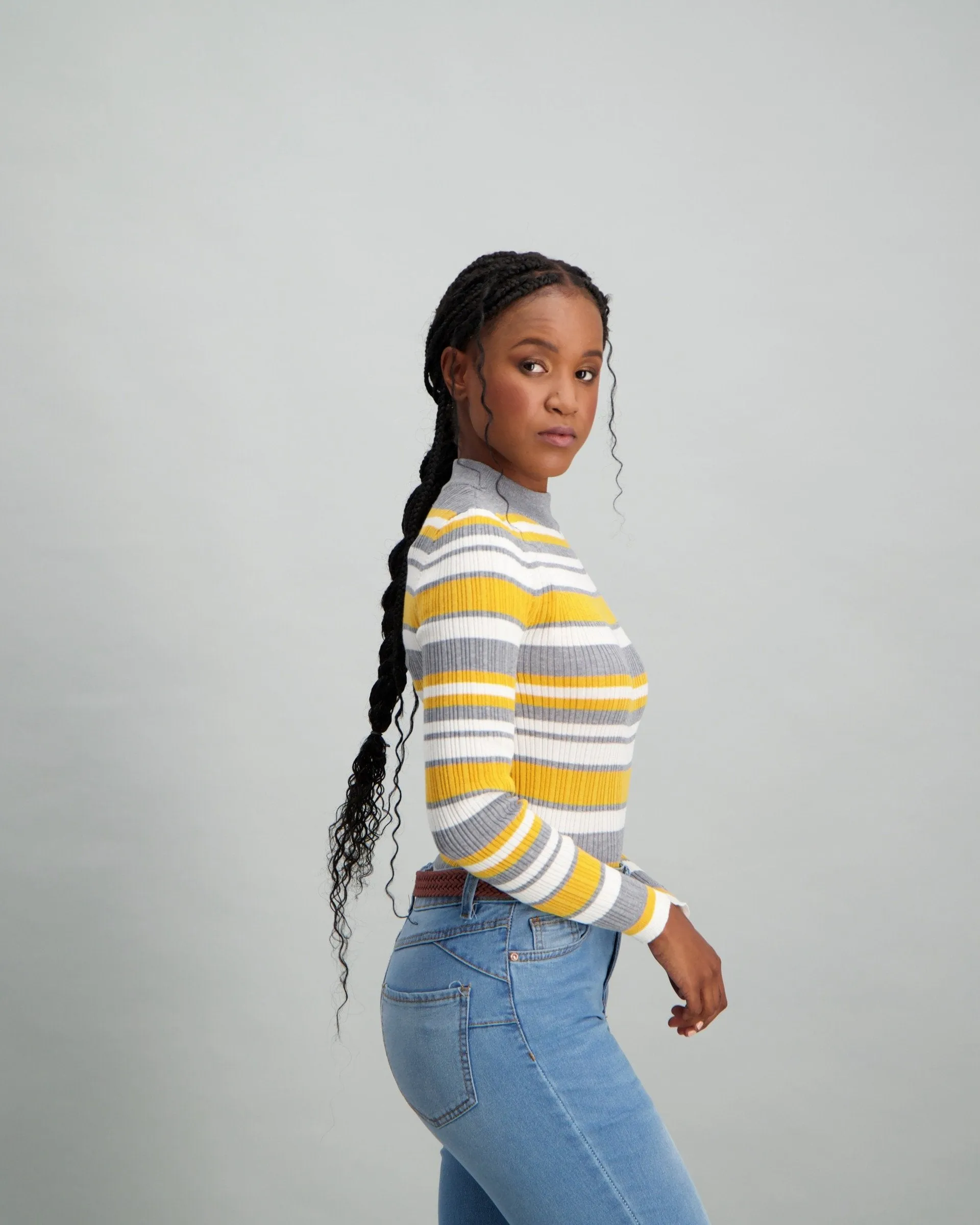 Ladies Cable Turtle Neck Top