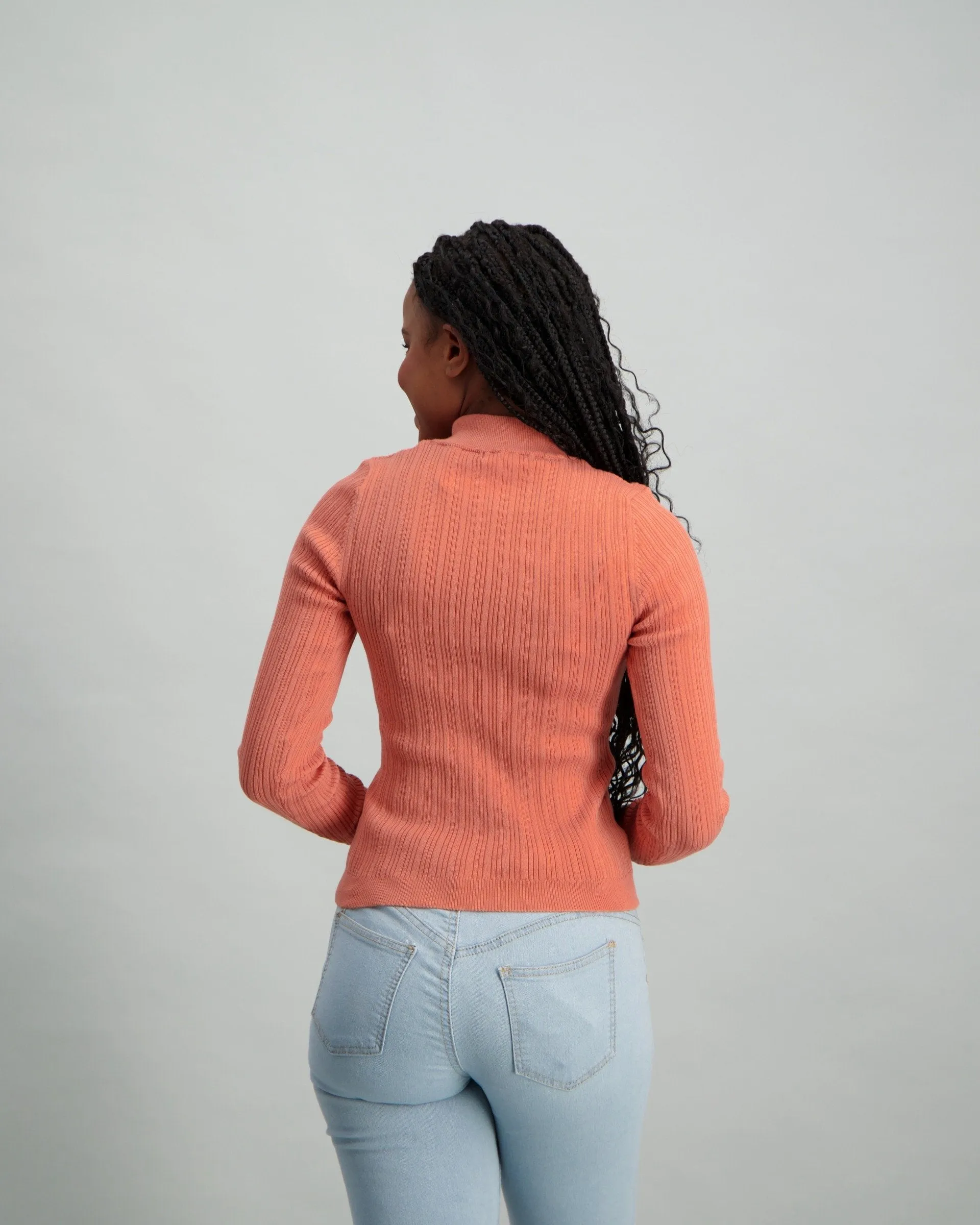 Ladies Core Cable Turtle Neck - Pink