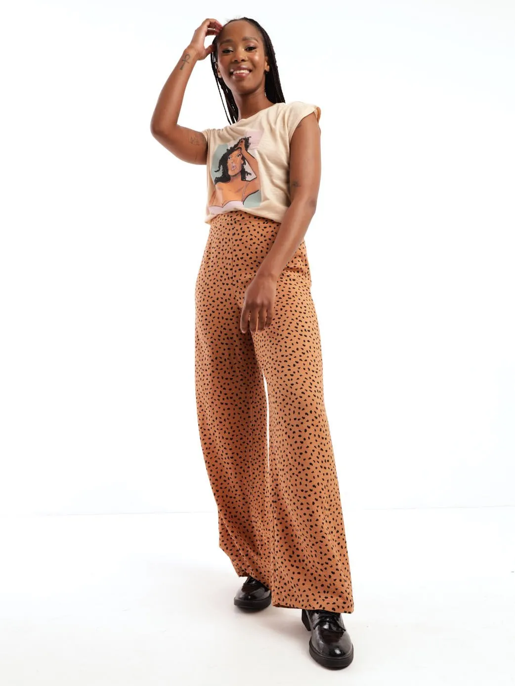 Ladies Printed Wideleg Pant