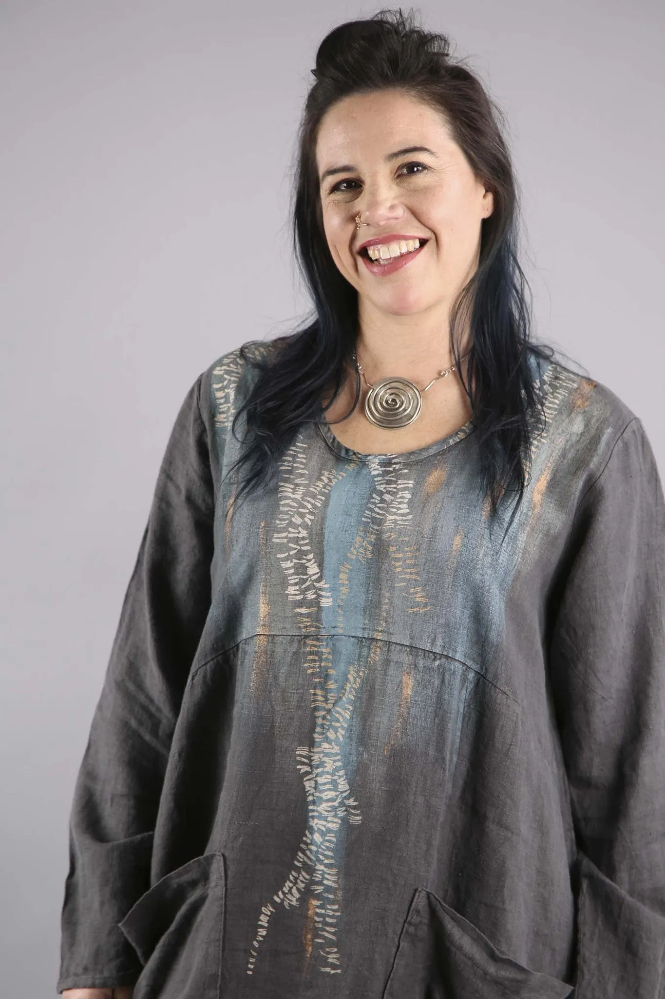 Lady's Dress Dark Pewter Printed-7106H