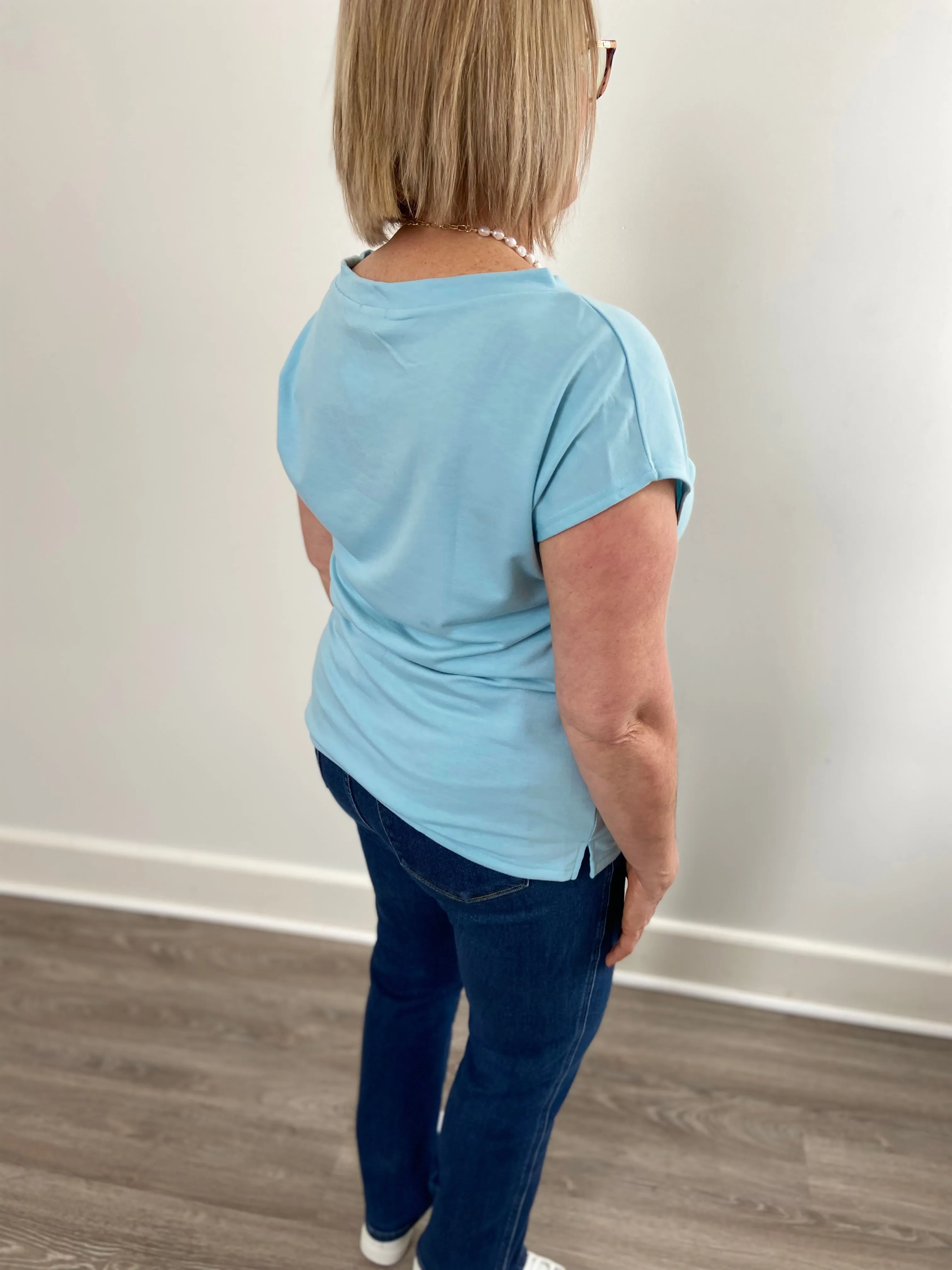 Laid Back Luxe Pocket Tee - Coastal Breeze