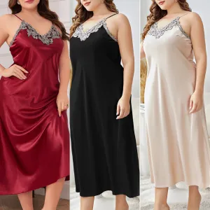 Large Size Braces Night Skirt Suit Ice Silk Pajamas Homewear