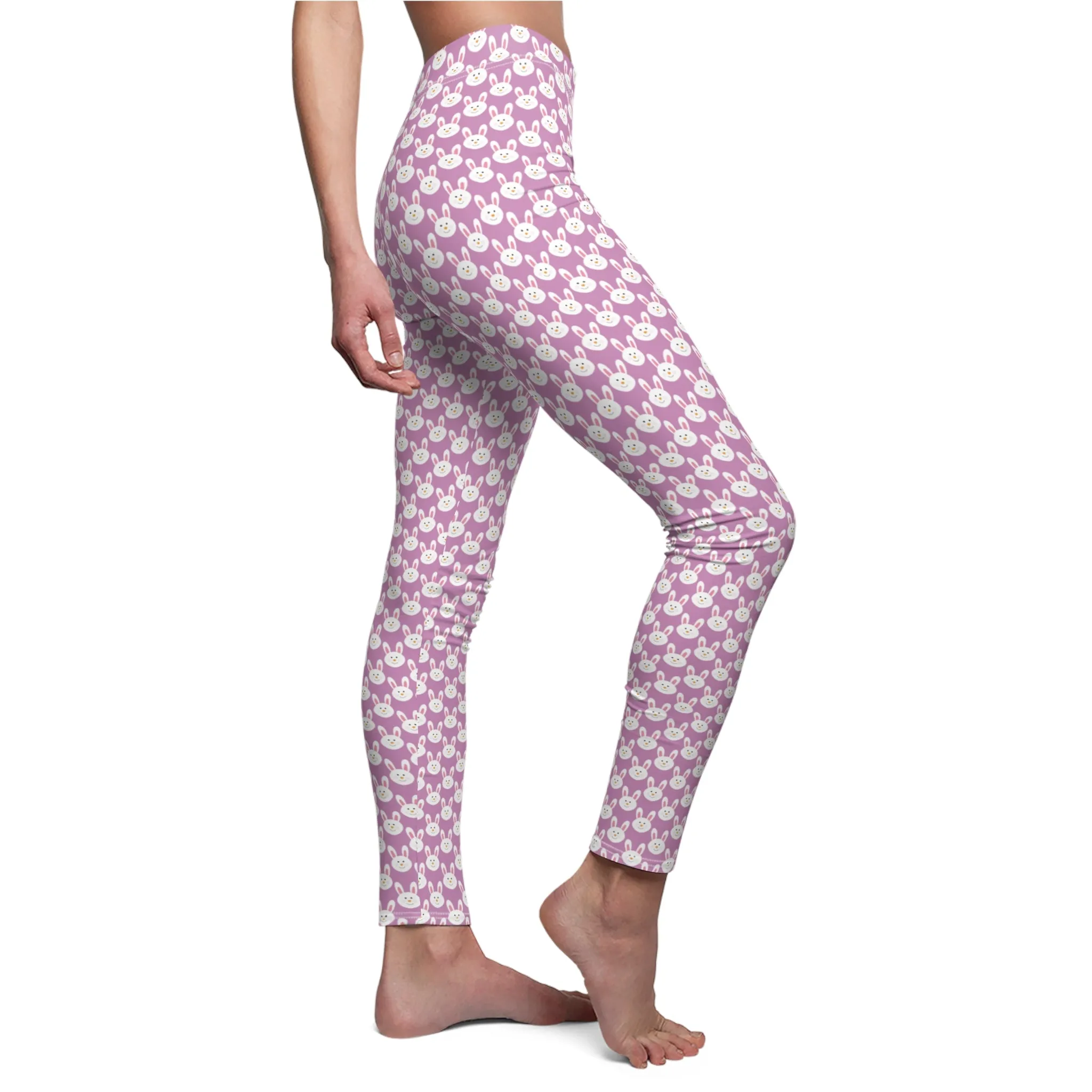 Lavender Purple Easter Bunny Womens Leggings Yoga Pants - Saiko Studio