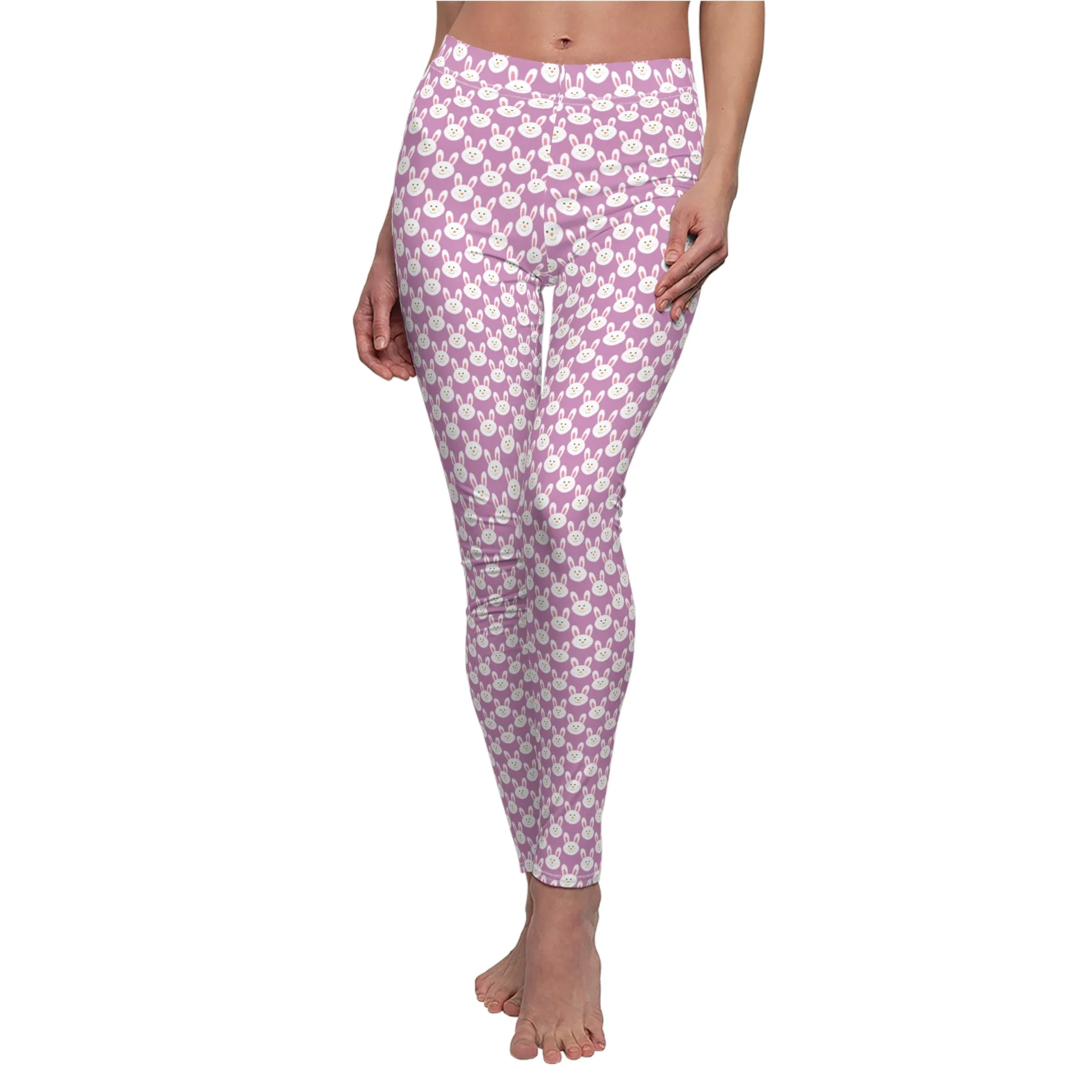 Lavender Purple Easter Bunny Womens Leggings Yoga Pants - Saiko Studio