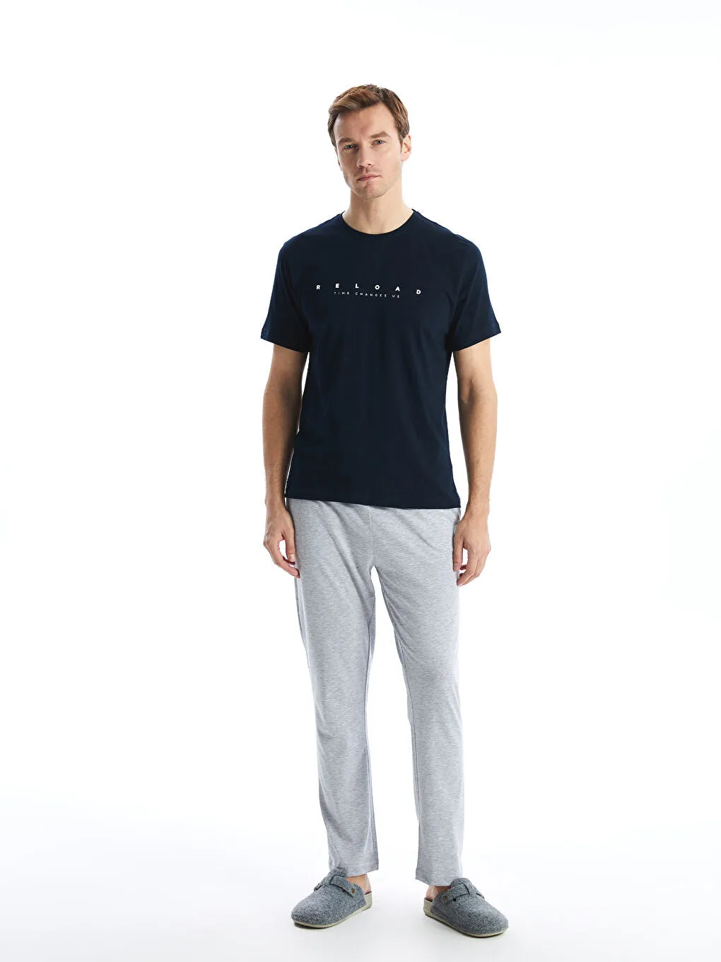 LC WAIKIKI Navy Blue Standard Pattern Men Pajama Set