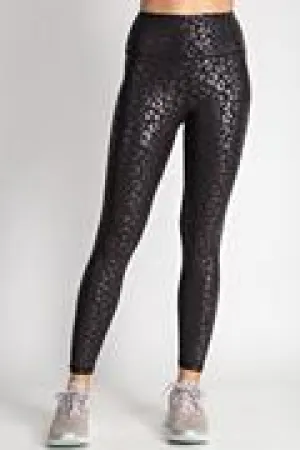 Leopard Chintz Printed Butter Soft Full Length Yoga Leggings w/ a Front Keyhole Pocket