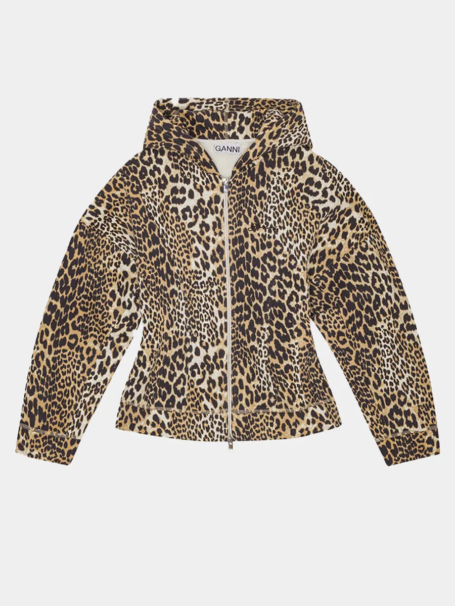 Leopard Heavy Fleece Zip Hoodie