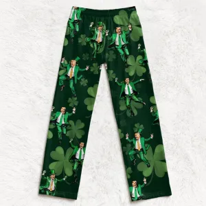 Let's Celebrate St.Patrick's Day With Our President - US Patriotic Pride Pajama Pants - Gift For Conservative Supporters