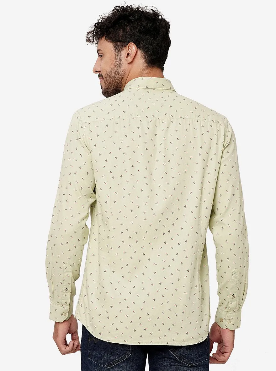 Light Green Printed Smart Fit Semi Casual Shirt | Greenfibre