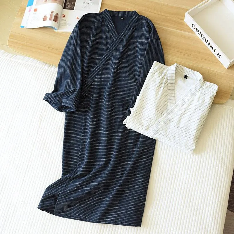 Lightweight Jacquard Cotton Kimono Robe for Summer Home