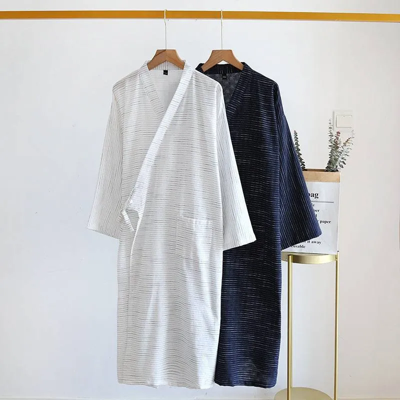 Lightweight Jacquard Cotton Kimono Robe for Summer Home