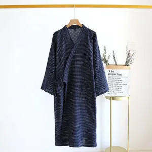 Lightweight Jacquard Cotton Kimono Robe for Summer Home