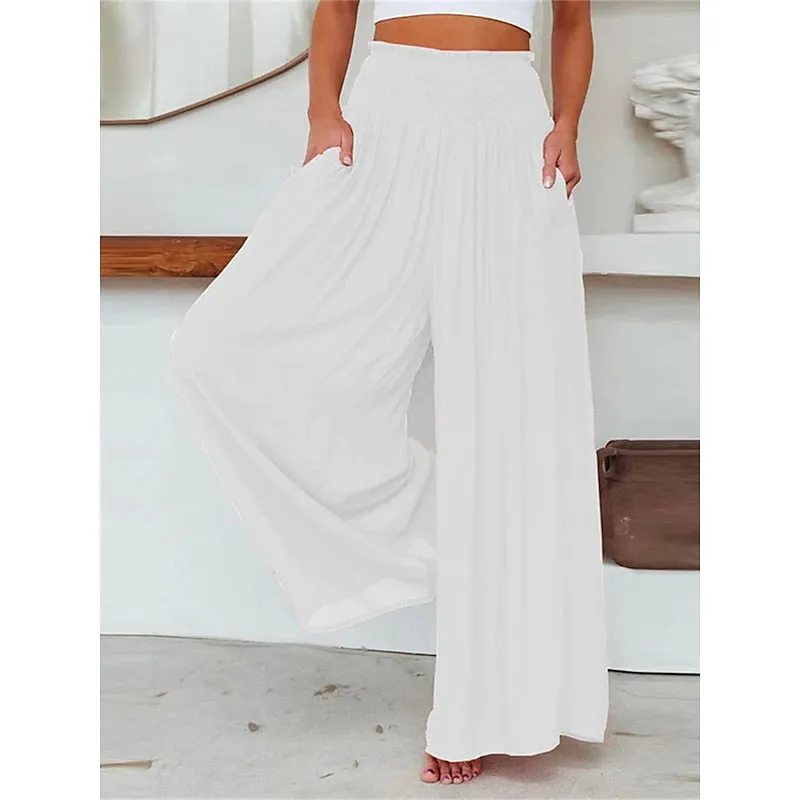 Lily - Summer Linen Women's Trousers with Wide Legs