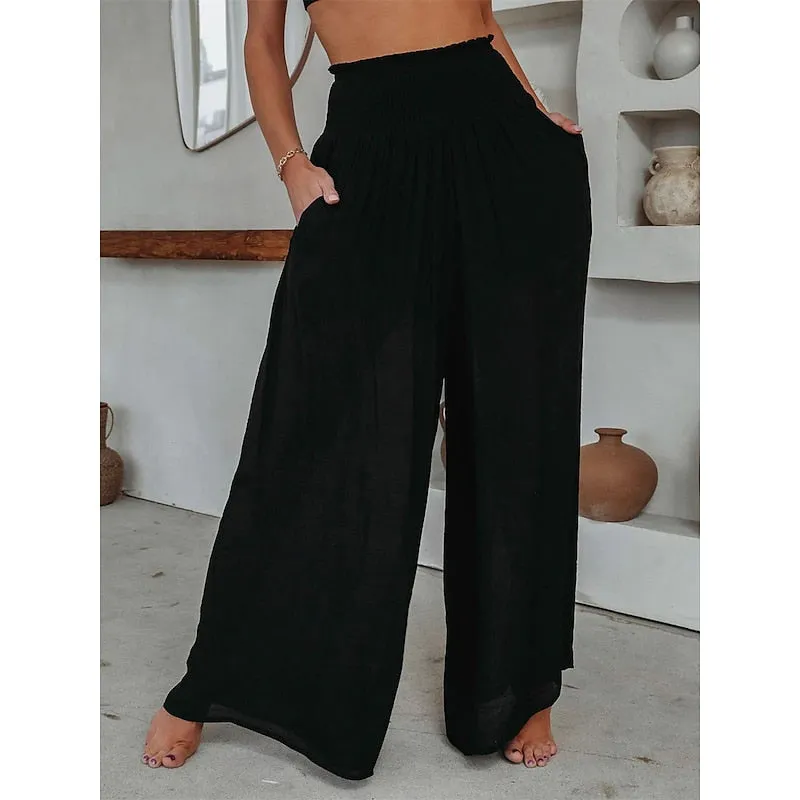 Lily - Summer Linen Women's Trousers with Wide Legs
