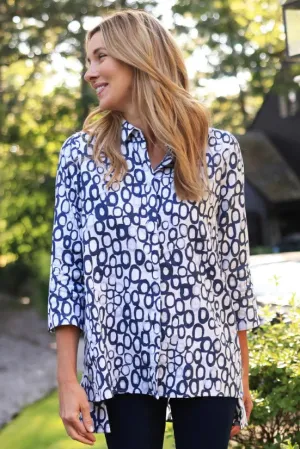 Linen Circle Hidden Placket Big Shirt