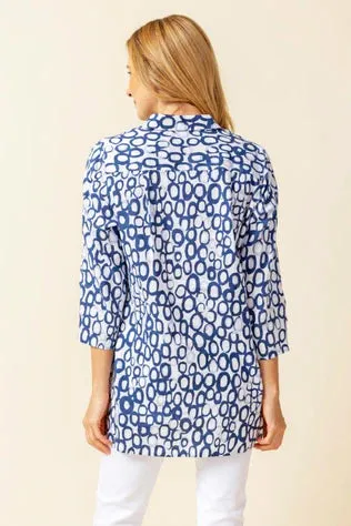 Linen Circle Hidden Placket Big Shirt