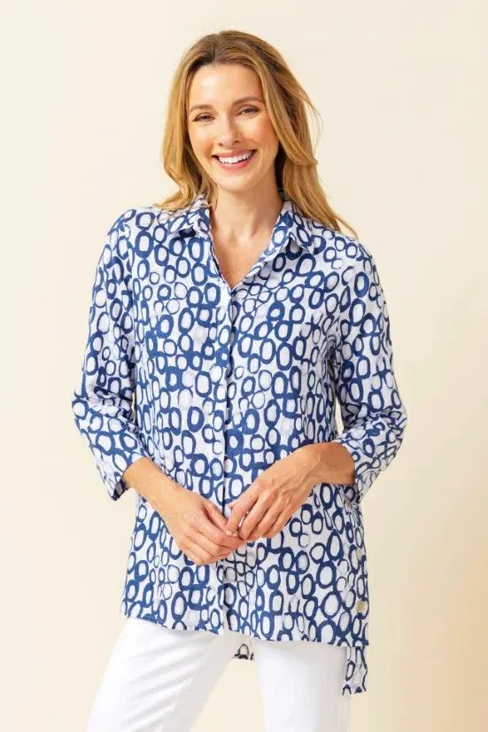 Linen Circle Hidden Placket Big Shirt