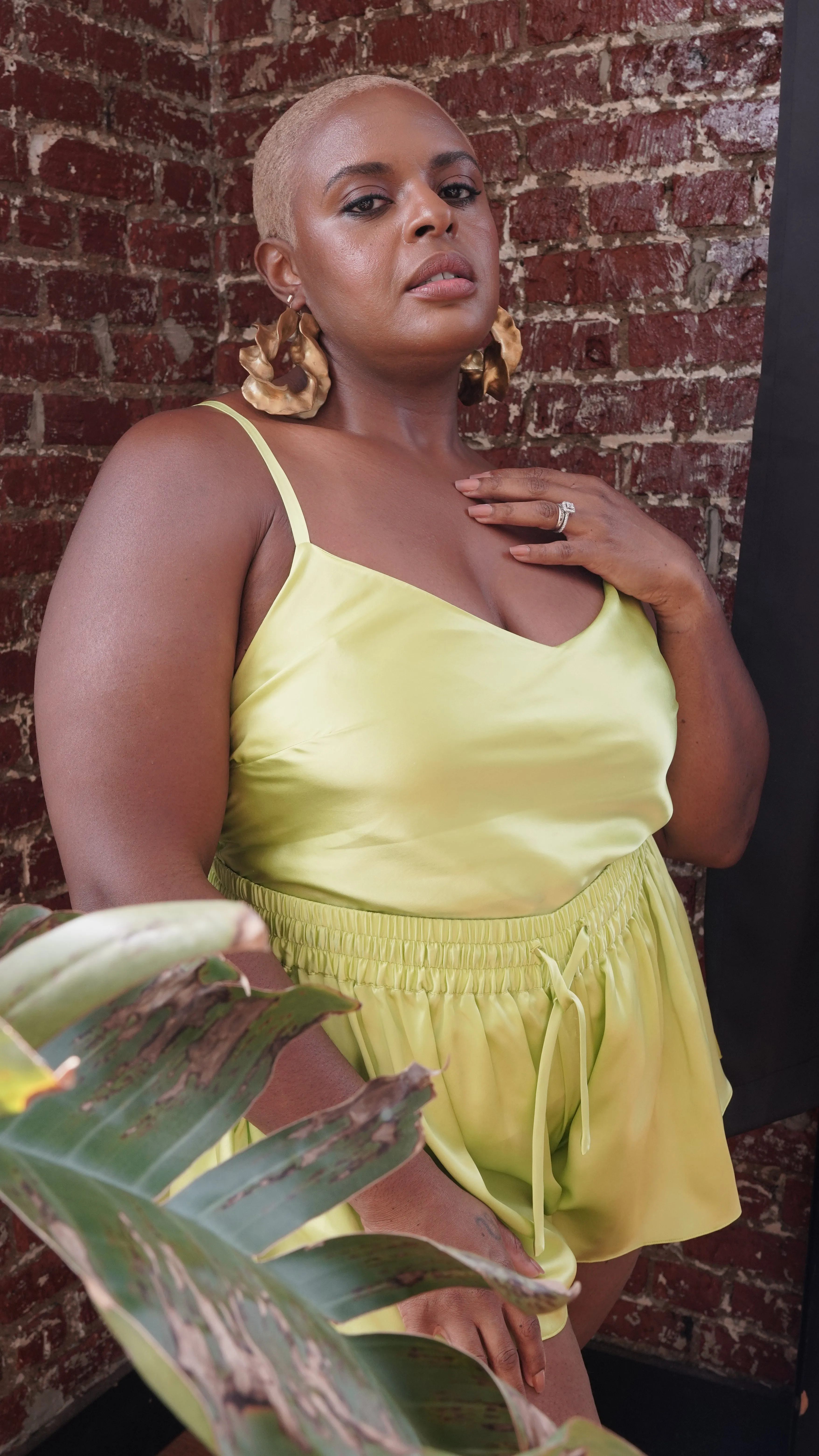 LOLA SILK CAMISOLE & SHORT SET IN CITRON