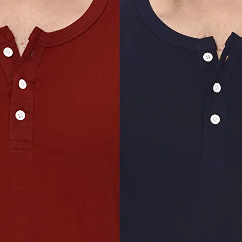 London Hills Men's Regular Fit T-Shirt (Pack of 2) (LH_T_HF_510_515_SIZE_L_Dark Blue & Rust_Large)