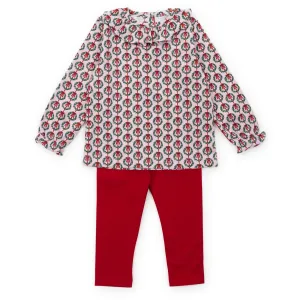 Lulu Girls' Legging Set - Pink Wreaths