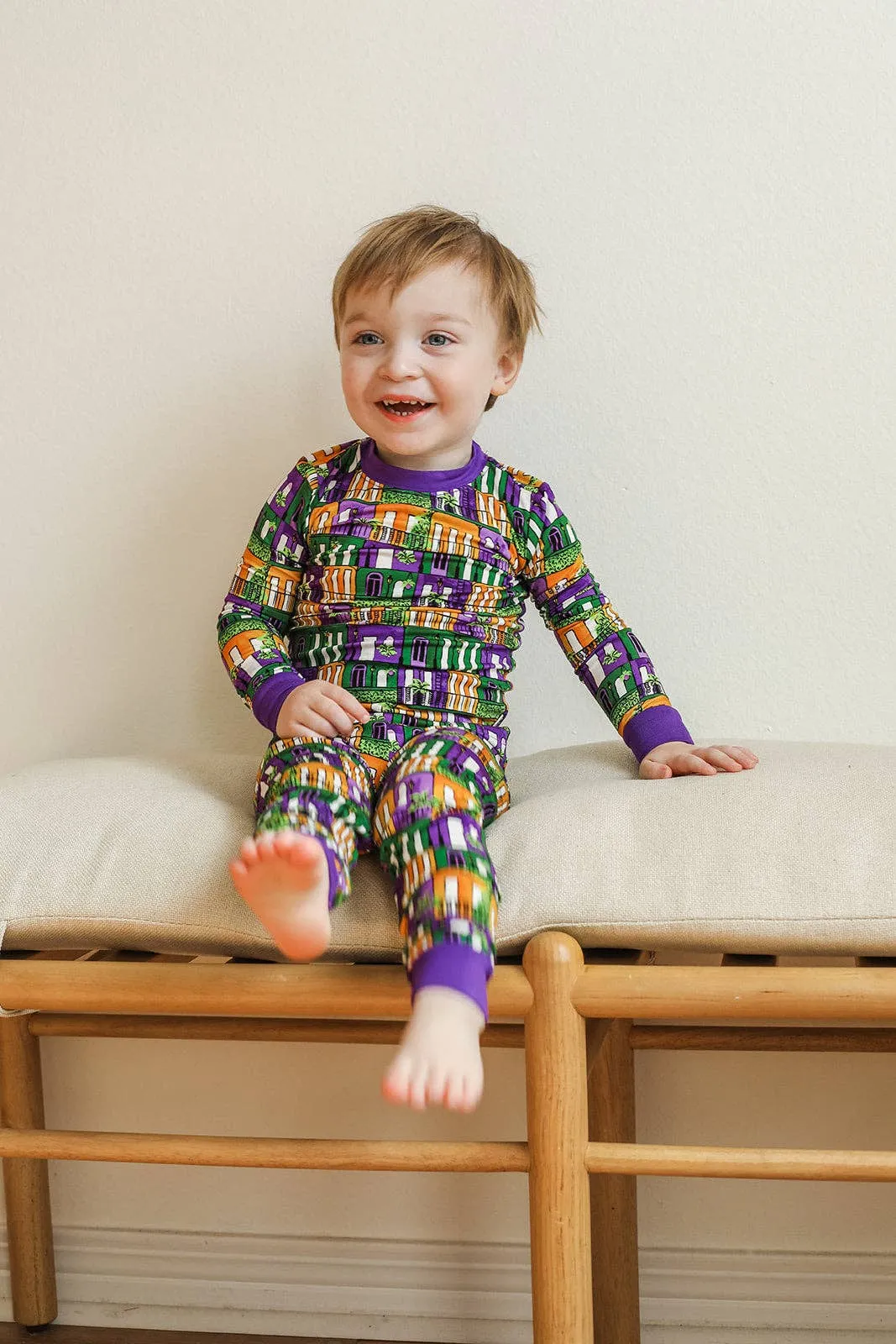 Mardi Gras Houses 2 Piece Bamboo Pajama Set