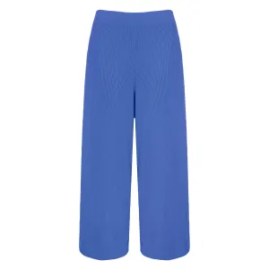 Martha Wide Leg Knitted Trousers - Cornflower Blue