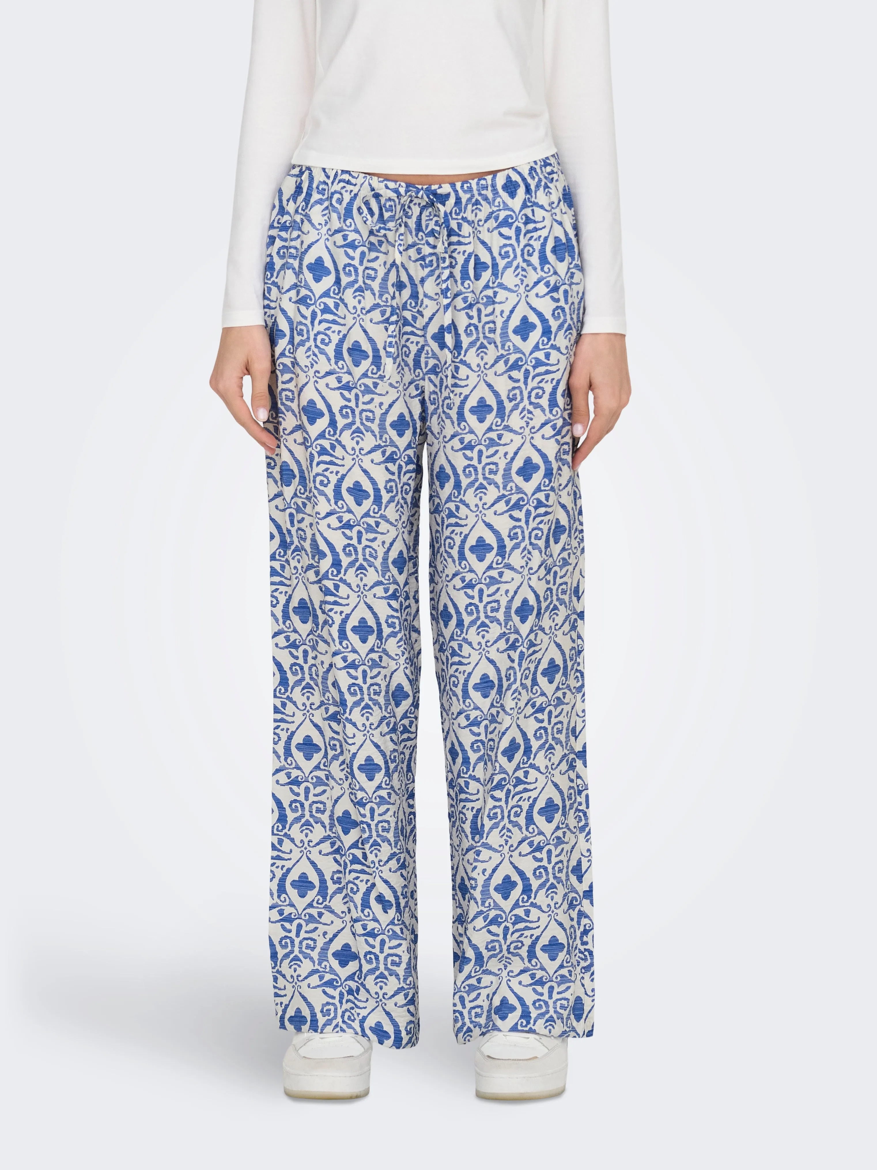 May Blue Print Wide Leg Pants