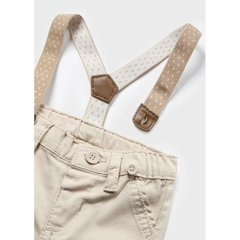 *Mayoral Baby Boy Pants with Suspenders - Beige