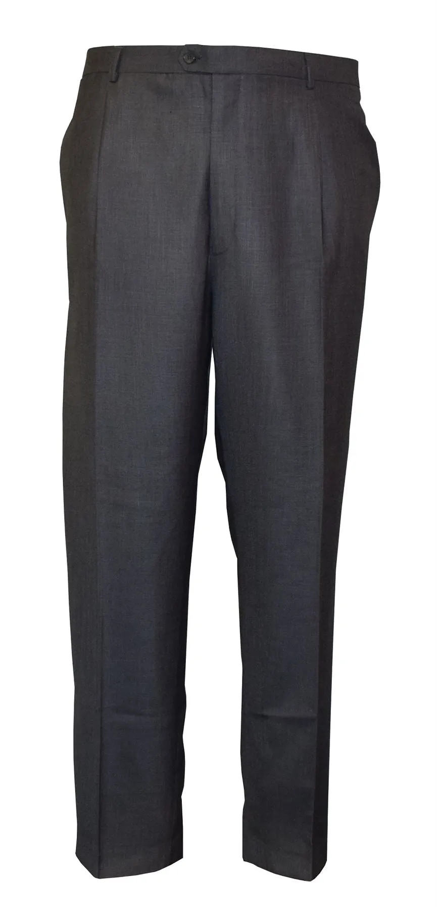 MENS POLY VISCOSE FLAT FRONT TROUSERS (FREDDIE) IN GREY IN WAIST 40 TO 60 INCHES, S/R/L