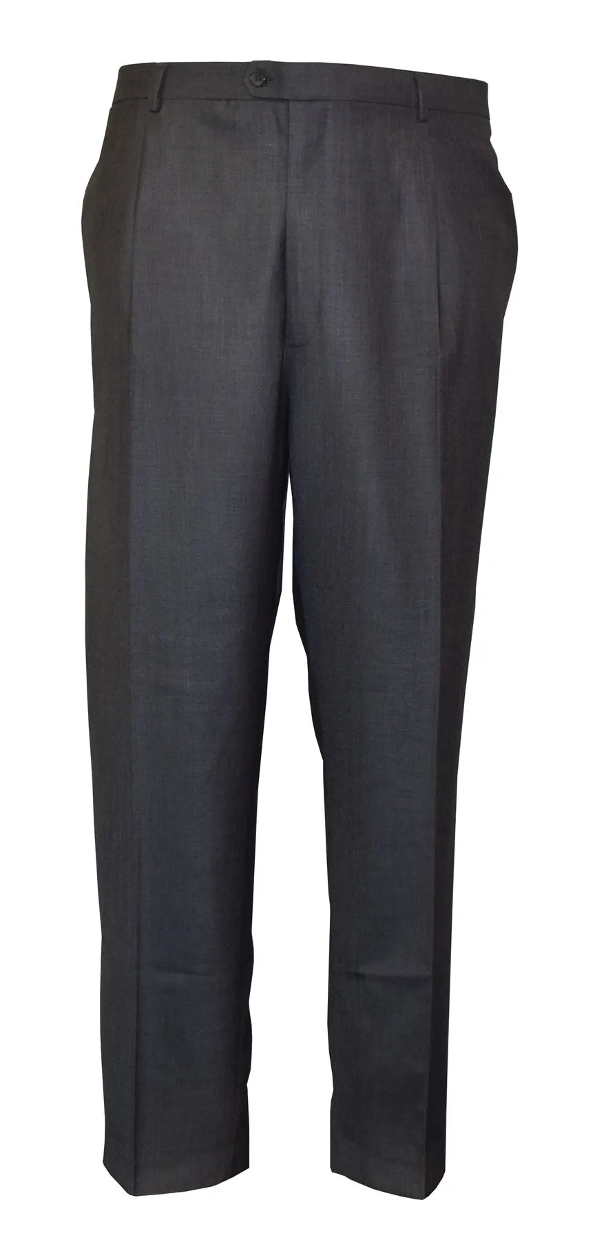 MENS POLY VISCOSE FLAT FRONT TROUSERS (FREDDIE) IN GREY IN WAIST 40 TO 60 INCHES, S/R/L