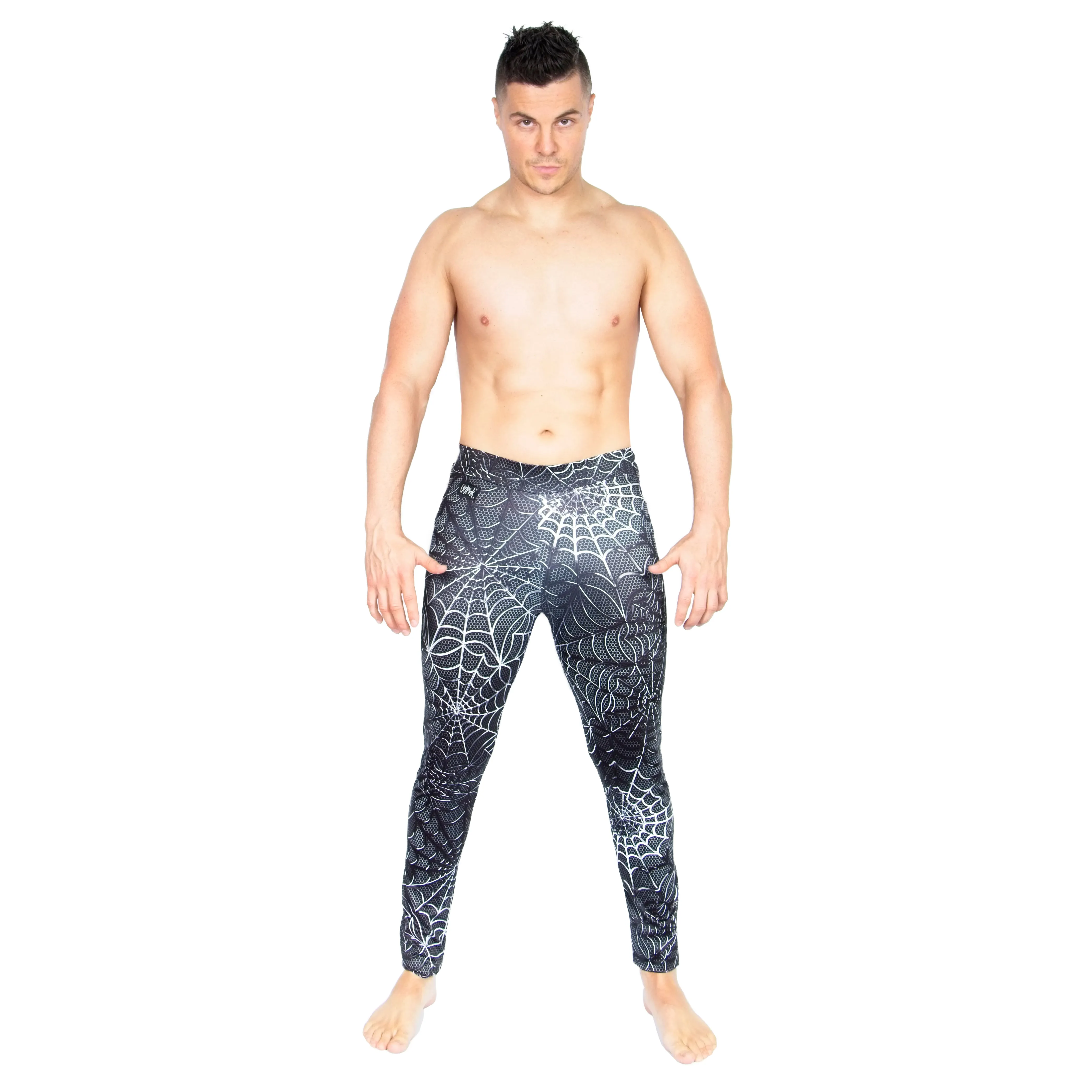 Men's Printed Leggings  - Black Lightning
