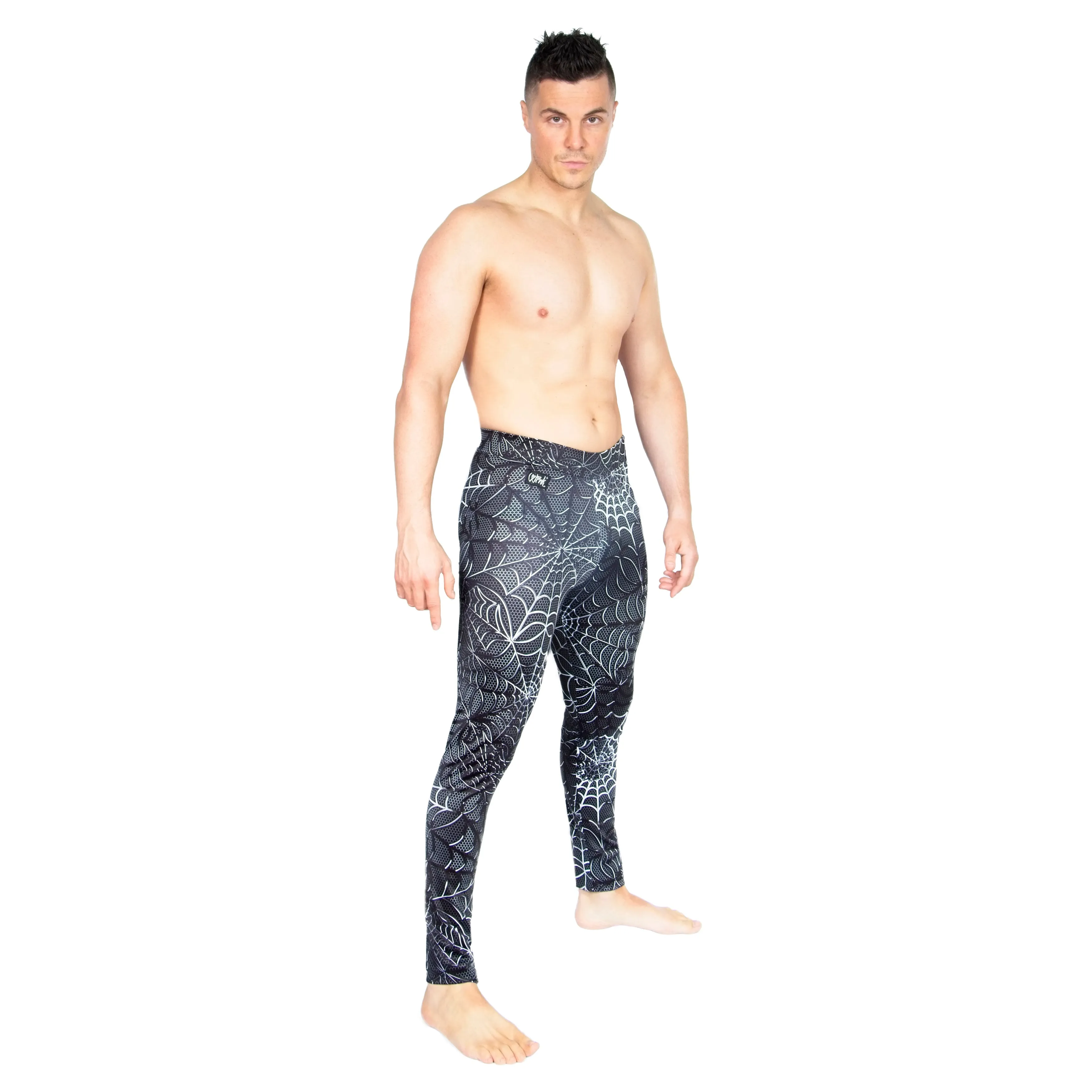 Men's Printed Leggings  - Black Lightning