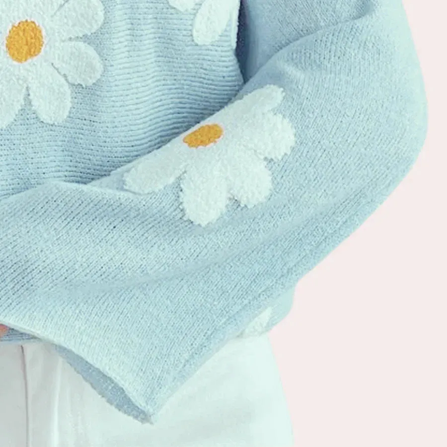 Mia - charming jumper with floral embroidery for women