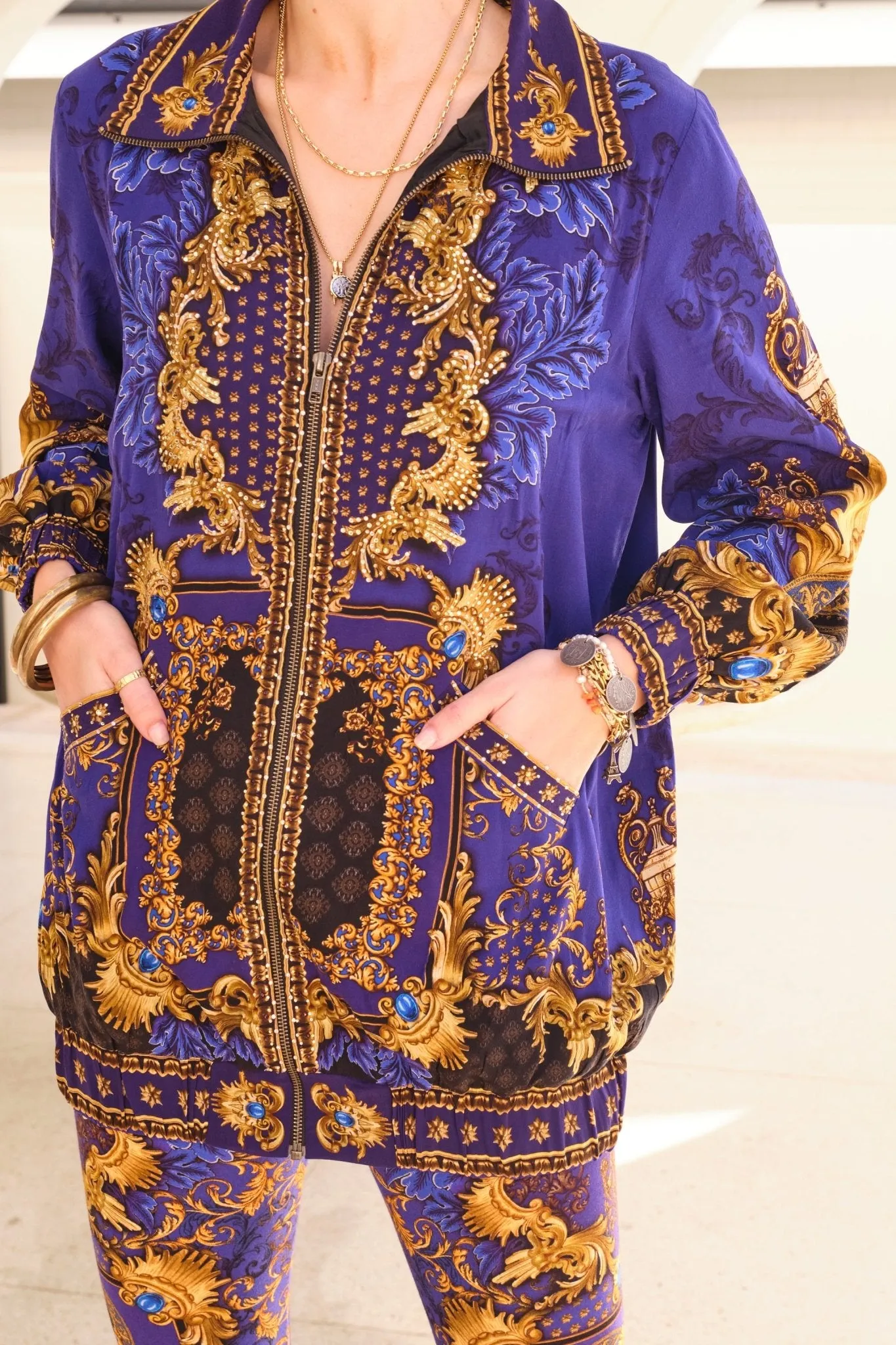 MIDNIGHT BLUE OVERSIZE BOMBER JACKET